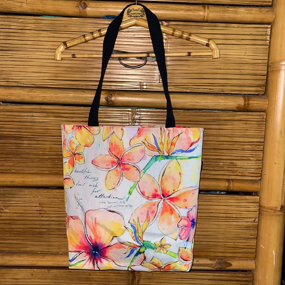 Goldfish Kiss Rebekah Steen Plumeria Tote Bag